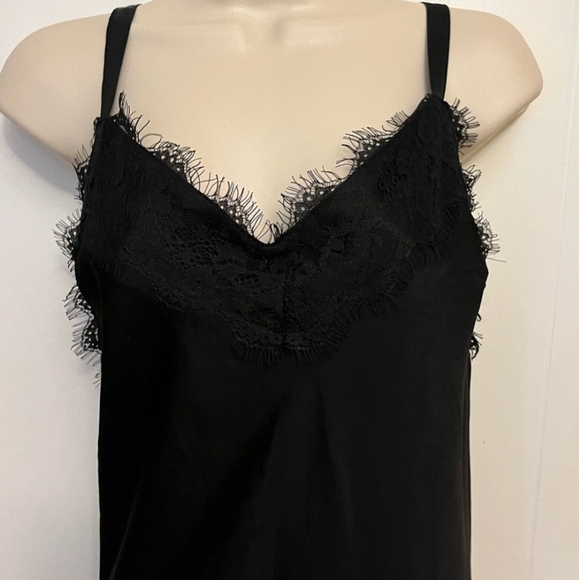 Rebecca Minkoff Black Lace Trim Midi Slip Dress Size M & S NWOT - Picture 13 of 16